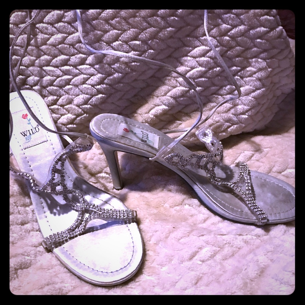 Strappy Silver with Diamonds Heels